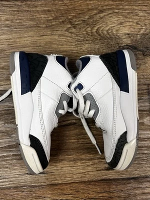 Nike Niños Air Jordan 3 Retro PS GS Blanco Medianoche Azul Marino Tenis Talla 9C EE. UU. Foto 1 de 4