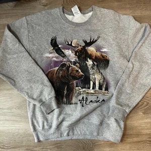 JerZees Alaska Wildlife Travel Sudadera Cuello Redondo Gris Unisex Talla Mediana - Imagen 1 de 8
