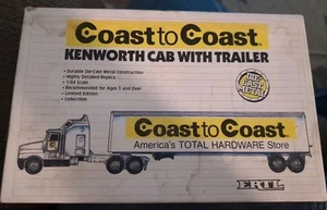Vtg 1991 ERTL 1/64 Diecast Kenworth Semi Cab w Trailer Coast To Coast Hardware - Picture 1 of 3