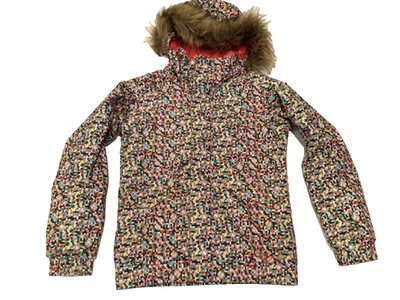 Burton Jacket Girls Medium Geometric Hooded Snowboard DRYRIDE Youth Snow Ski - Image 1 of 4