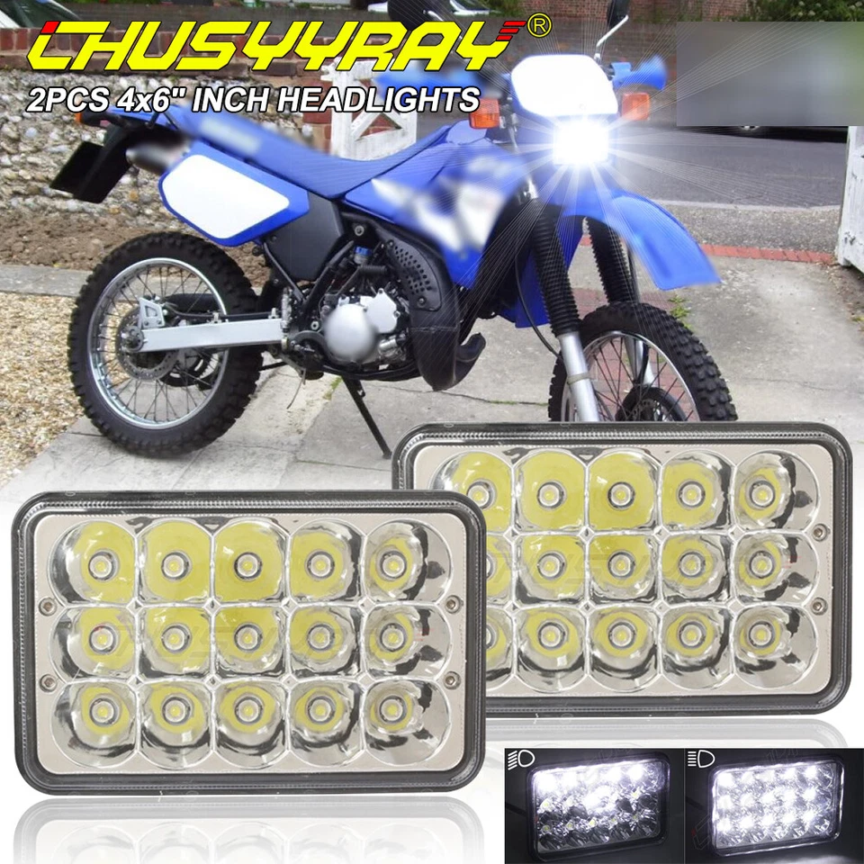 Faro LED cuadrado de 4x6" para motocicleta haz alto DRL H4 para YAMAHA TW200 DT 125 Foto 1 de 4