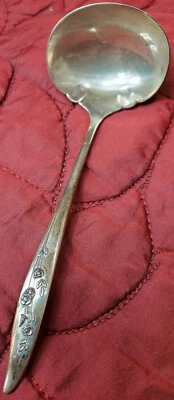 Salsa de plata esterlina vintage Oneida Heirloom salsa cucharón flores 4,75" de largo Foto 1 de 4