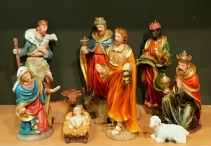 Pesebre Navidad Completo CM 42 Statue 10 Piezas Resina Decorado Finamente - Imagen 1 de 5