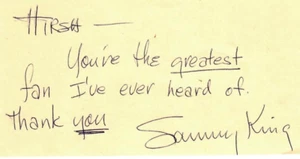 RARO! Carta "Il Re del Ventriloquo" Sammy King scritta a mano 3,5X6 - Foto 1 di 1