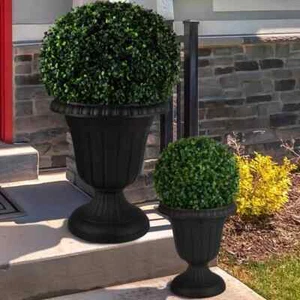 16 in. W x 18 in. H and 9.75 in. W x 11.25 in. H Plastic Large and Small Urn Pla - Picture 1 of 7