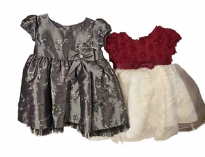 LA PRINCESS Lot 2 Organza Embroidered Floral Infant Girl Baby Dress 18 Mth BB2 - Picture 1 of 11