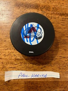 Paul Kariya (HOF ’17) Hand Signed Autographed NHL Colorado Avalanche Logo Puck - Picture 1 of 2