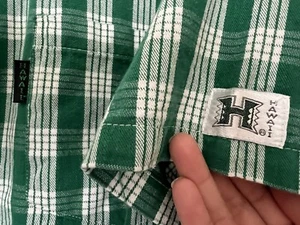 Vintage UH Hawaii Rainbow Warriors Palaka Shirt Sz Med Green RARE!!! - Picture 1 of 5