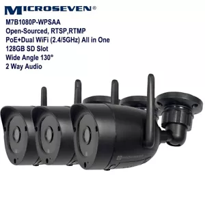 3 Microseven PoE+Dual Band 2 WiFi (2.4/5GHz) IP Camera 2 Way Audio 128GB SD Slot - Picture 1 of 11