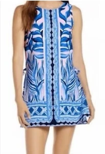 LILLY PULITZER Donna Hitzewelle Sommer Minikleid Strampler Rosa Blau Damen Größe 0 - Bild 1 von 10