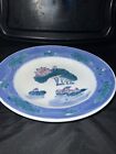 10” Porcelain Chinese Import Bowl Oriental Lotus Leaves Ducks Serving Turquoise