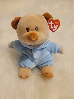 Baby Ty Pajama PJ Bear Blue Squish Small Plush With Tag Comes Fast Shipping  - Image 1 of 4