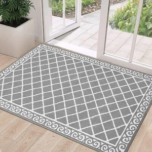 HEBE Indoor Door Mat 32"x48" Non Slip Front Welcome Mats 32"x48", Grey - Picture 1 of 7