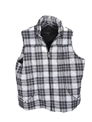 Jane Ashley Women’s Lightweight Womens Vest Black White Plaid Size 2X. EUC - Изображение 1 из 4
