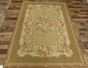 6'x9' Stunning French Aubusson floral chic hand knotted wool Needlepoint rug - Picture 1 of 11
