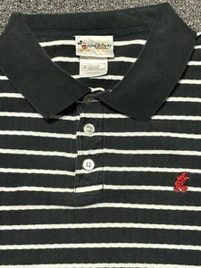 Vintage Walt Disney World Golf Polo Mickey Mouse Black White Striped Embroidered - Picture 1 of 10