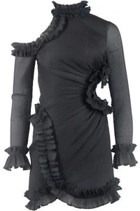 ZIMMERMANN CUTOUT RUFFLED PLISSE ORGANZA MINI DRESS UK 8 - Picture 1 of 7