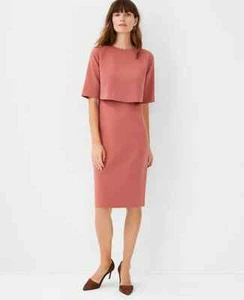 NWT Ann Taylor Size 6P Blush Pink Petite Overlay Elbow Sleeve A-Line Dress - Picture 1 of 13