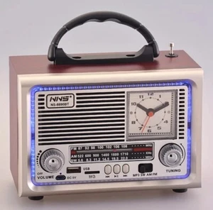 Vintage Style AM/FM/SW Radio Bluetooth Speakers Wooden LED Style Home Office - Picture 1 of 6