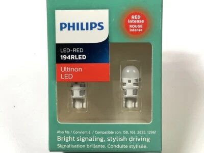 Philips 194RLED Ultinon LED RED Brake Turn Lamp Light Bulb 194 - 2 PACK - Image 1 of 4