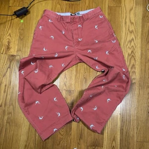 RARE! J CREW Swordfish Marlin Fishing Embroidered Mens Pants 34 x 30 Preppy - Picture 1 of 4