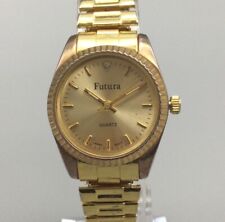Futura Watch Women Gold Tone Stretch Band Water Resistant New Battery 