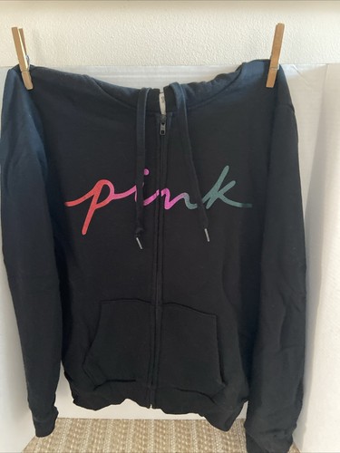 UNDERCOVER Felpa con cappuccio Victoria Secret ROSA zip tasche anteriori taglia large usata ex. Condizioni!!!