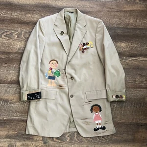 Blazer unisex vintage kaki insegnante scuola impreziosito artistico vedi misure - Foto 1 di 23