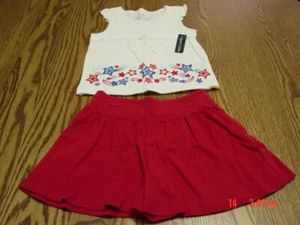 Girls 2 piece Culotte set Patriotic by Faded Glory - Picture 1 of 3