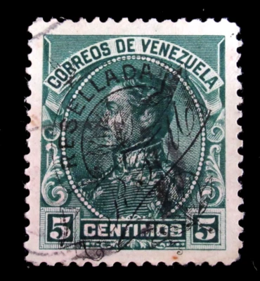 Марка Венесуэлы Скотт 150 переиздание надпечатка на 5 сантимо - Изображение 1 из 2