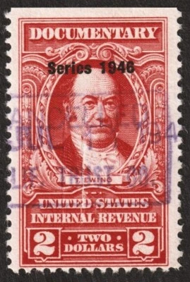 PAPER-GEM: scott#R449 US documentary revenue stamp 1946 overprint box handstamp - Image 1 of 2