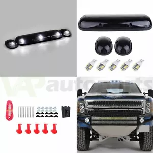 3X Smoke lens Cab marker Roof Lights + 5X 10-3528 White LED For Chevrolet GMC - Picture 1 of 10