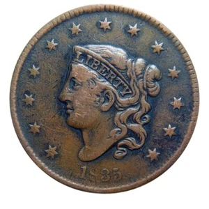 Large cent/penny 1835 Newcomb 6 double profile - Picture 1 of 2