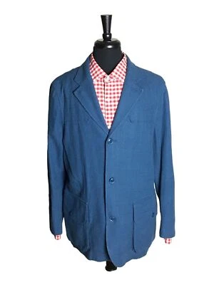 Blazer Abrigo Deportivo J. Peterman Azul Mezcla Lino Hombres Talla 42R Sin Construir 44R? Foto 1 de 4
