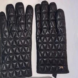 Michael Kors Women's Leather Black Quilted Gloves Lined Size XL - Picture 1 of 4