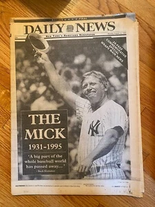 Mickey Mantle 1931-1995 New York Daily News Newspaper 1995 8/14/95 NY Yankees - Picture 1 of 3