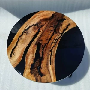 Schwarzer Epoxid Runder Tisch, Epoxid Tisch, Nussbaum Epoxid River Tisch, Platte nach Maß - Bild 1 von 8
