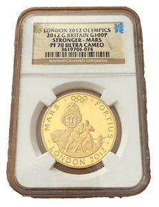 Great Britain 2012 Gold 1 oz 100 Pounds NGC PF70UC London Olympics Mars - Picture 1 of 2
