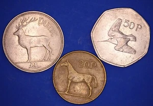 Irisch Irland EIRE Dezimalsammlung - £1, 50p & 20p Münzen [26626] - Bild 1 von 2