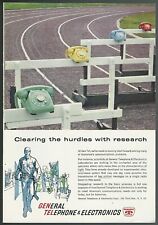 1960 GENERAL TELEPHONE advertisement, rotary dial phone, GT&E track & field