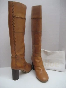$1395 NUEVAS BOTAS ALTAS CHLOE EU 37.5 Se adapta a EE. UU. 6, 6.5 Patchwork Cuero Rodilla ESTRECHAS - Imagen 1 de 12