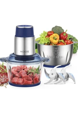 KOIOS 500W Powerful Electric Food Processor 8 Cup Stainless Steel & Glass Bowls - Image 1 of 4