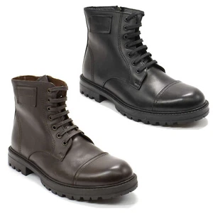 Men's Elegante Esquire Leather Cap Toe Lace-Up Ankle Boots with Faux-fur Lining - Picture 1 of 15
