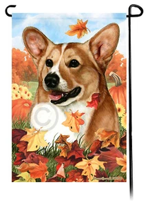 Bandera de jardín Falling Leaves - Corgi galés Pembroke tostado y blanco - Imagen 1 de 1