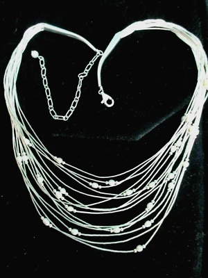 Ожерелье многоуровневое Carolyn Pollack из 15 нитей жидкого стерлингового серебра и жемчуга - Изображение 1 из 4
