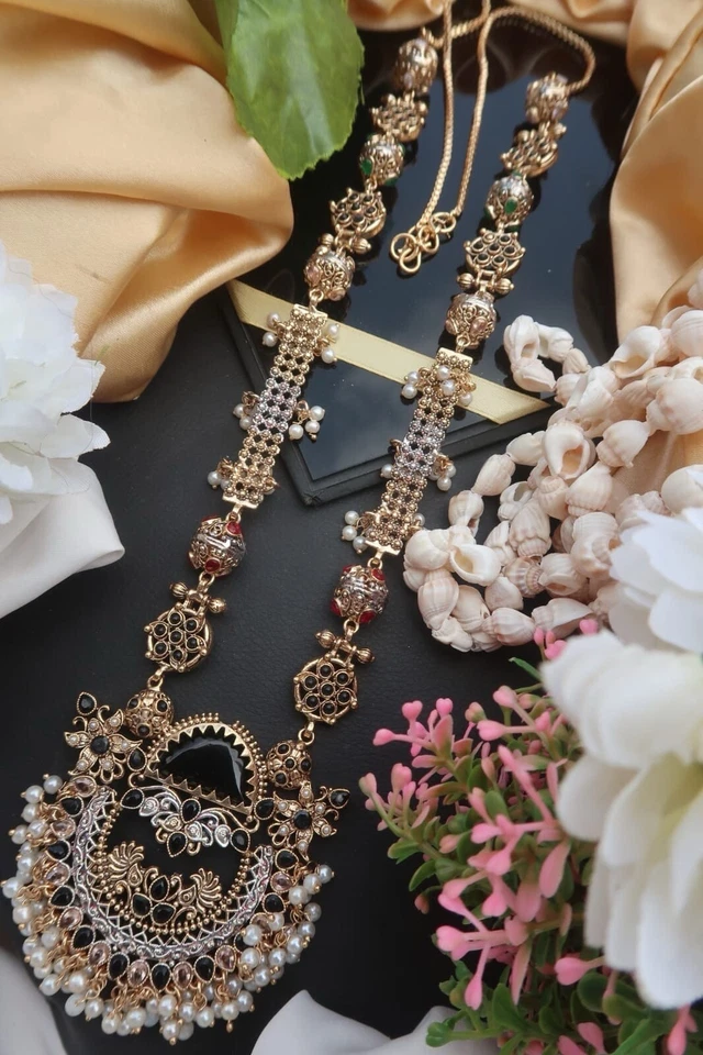 Pakistani/Indian Beads Turkish Necklace Multi Golden Long Mala - Image 1 of 1