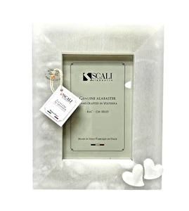 Scali Alabastro 4x6 Genuine Alabaster Frame Heart Accent Italian Handcrafted New - Picture 1 of 7