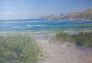 AUSTRALIAN OIL PAINTING   THROUGH THE GRASSES FLINDERS BY J CROSS 1987    P181 - Picture 1 of 7