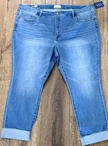 NEW NWT Crown & Ivy High Rise Skinny Crop Light Blue Stretch Denim Plus Size 22W - Picture 1 of 3