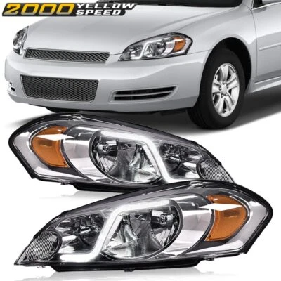 Fit For 2006-2016 Chevy Impala Chrome Housing Amber Corner DRL Headlights W/LED  Foto 1 de 4